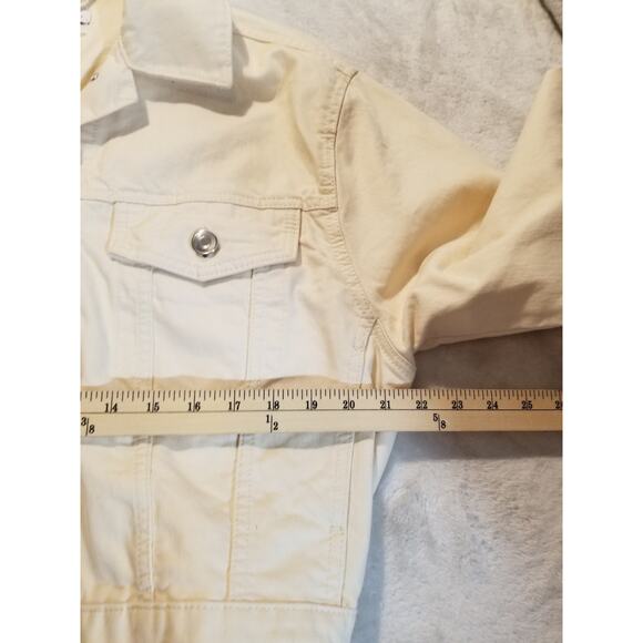 NWT Women's gianni bini Jean Jacket, Small, Cream Ivory, Trucker 100% Cotton - Picture 2 of 7